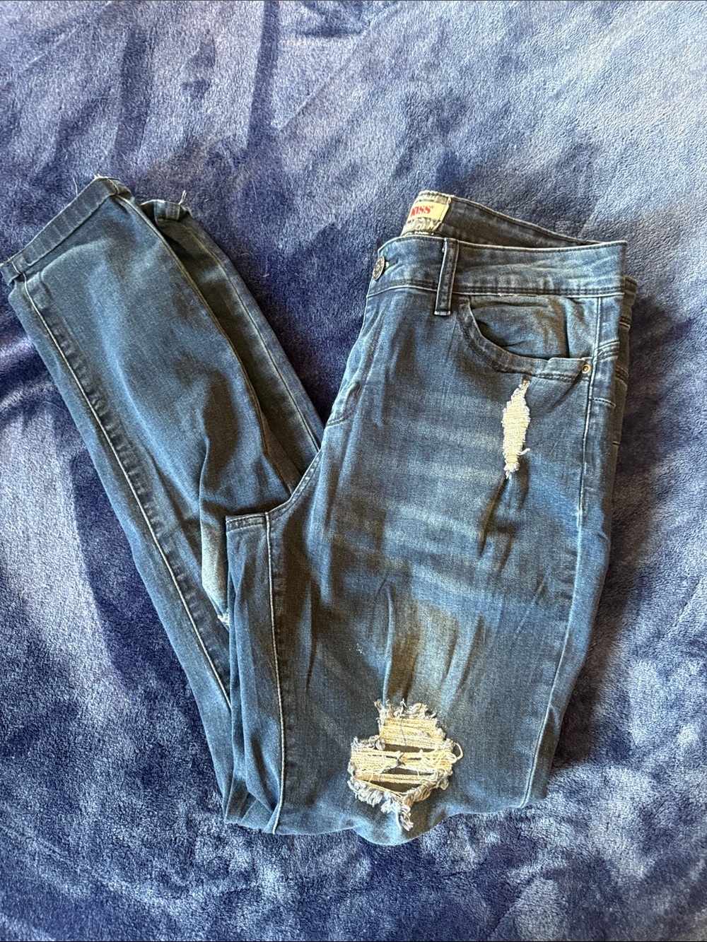 Hot Kiss Blue Ripped Skinny Jeans